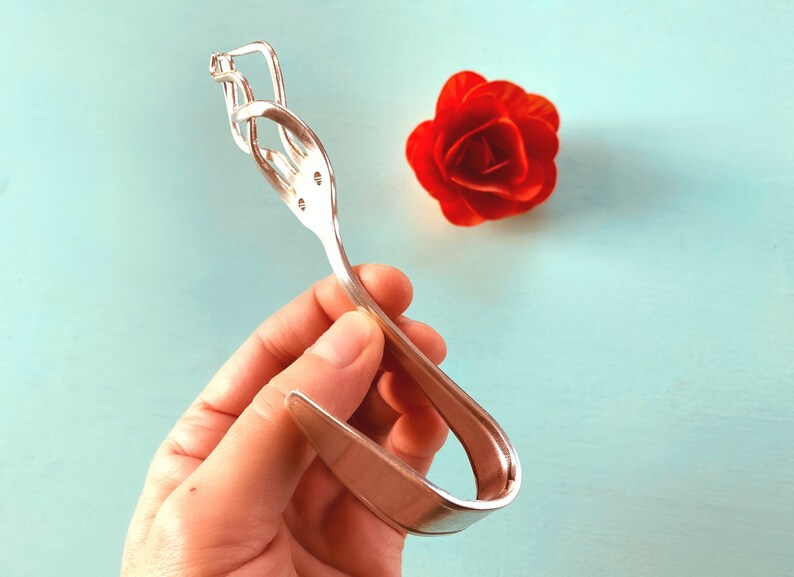 upcycled Hook made of a silver-plated fork beautiful wall hook