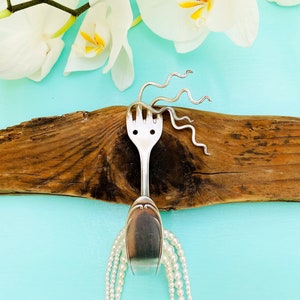 Hook made from a silver-plated fork "Gone with the Wind", upcycling, coat hook