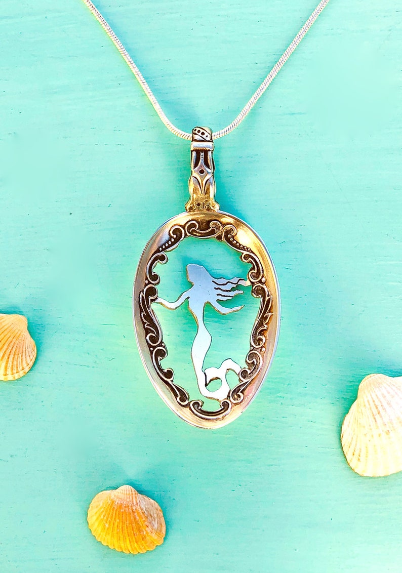 unique Cutlery jewellery Mermaid from a Spoon silver plated