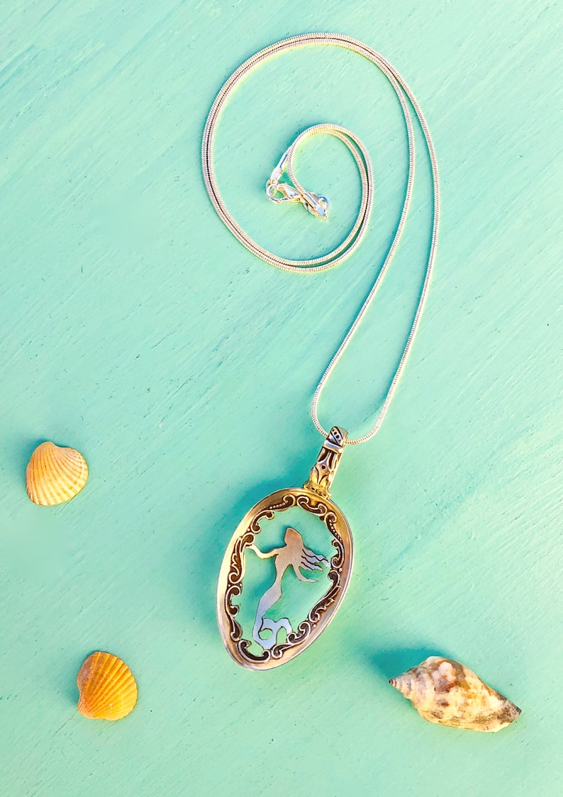 unique Cutlery jewellery Mermaid from a Spoon silver plated