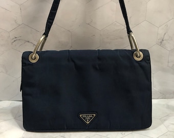 Prada Tessuto Nylon Shoulder Bucket Bag Black