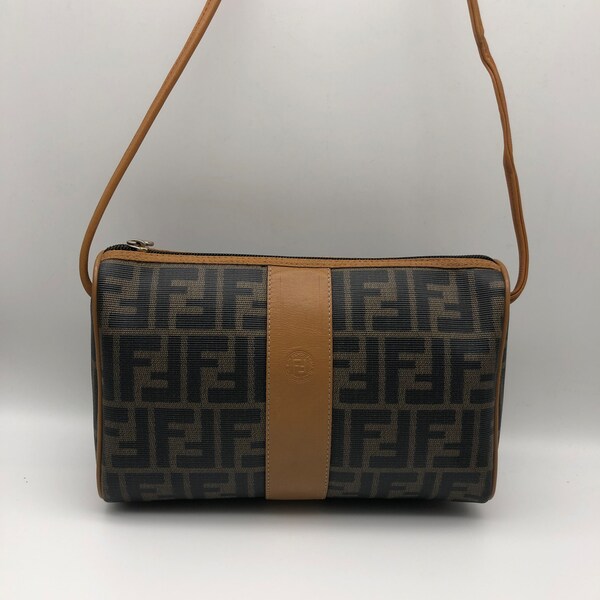 Fendi Black & Brown FF Zucca Coated Canvas Shoulder/Crossbody bag