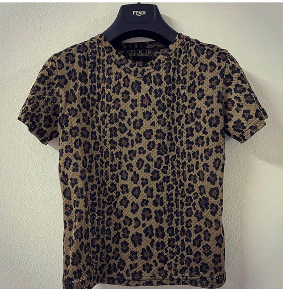 Authentic Fendi Jeans FF Logo Leopard Printing Sho
