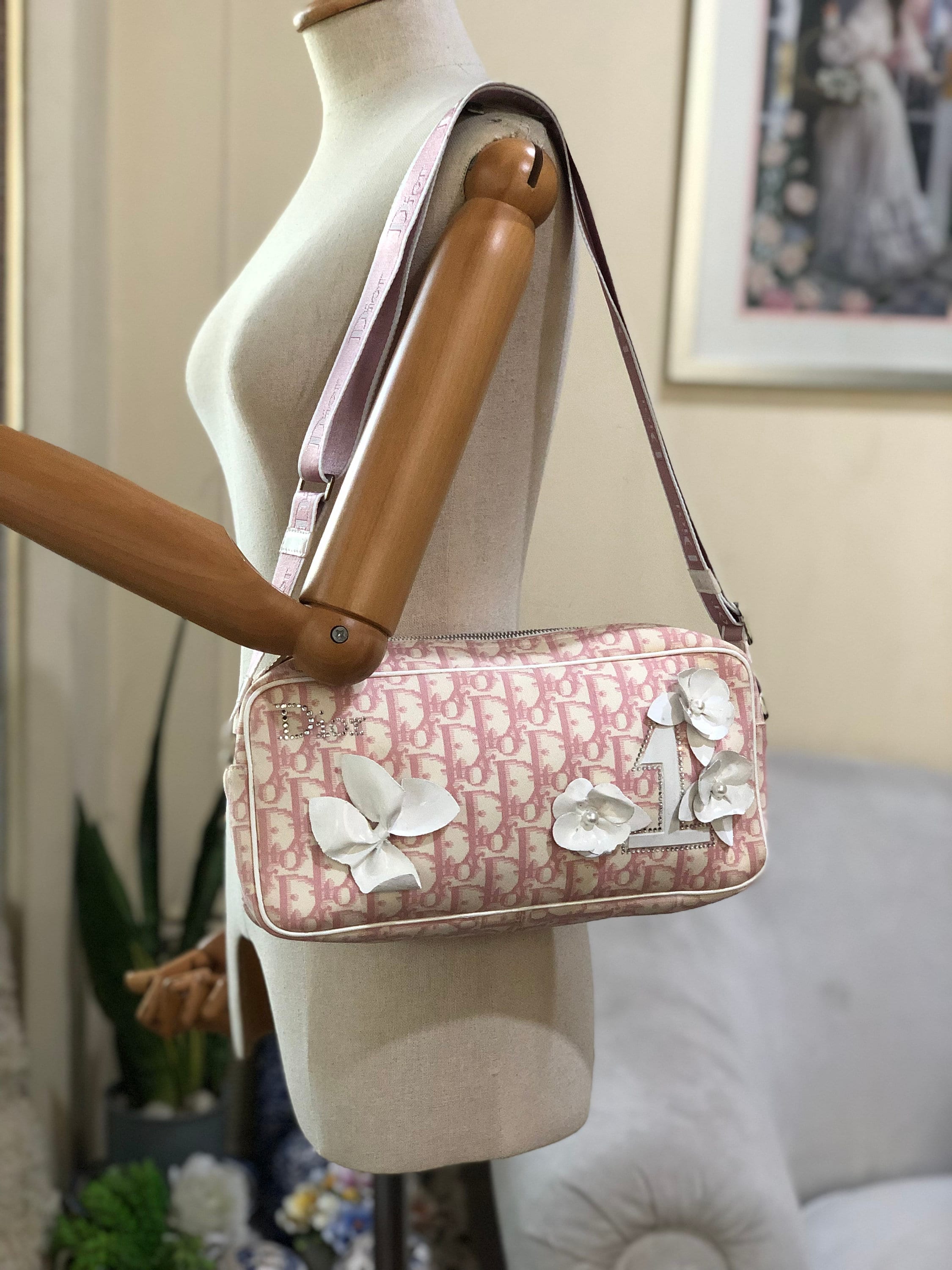 Dior Pink Monogram Canvas Girly Boston Bag Dior