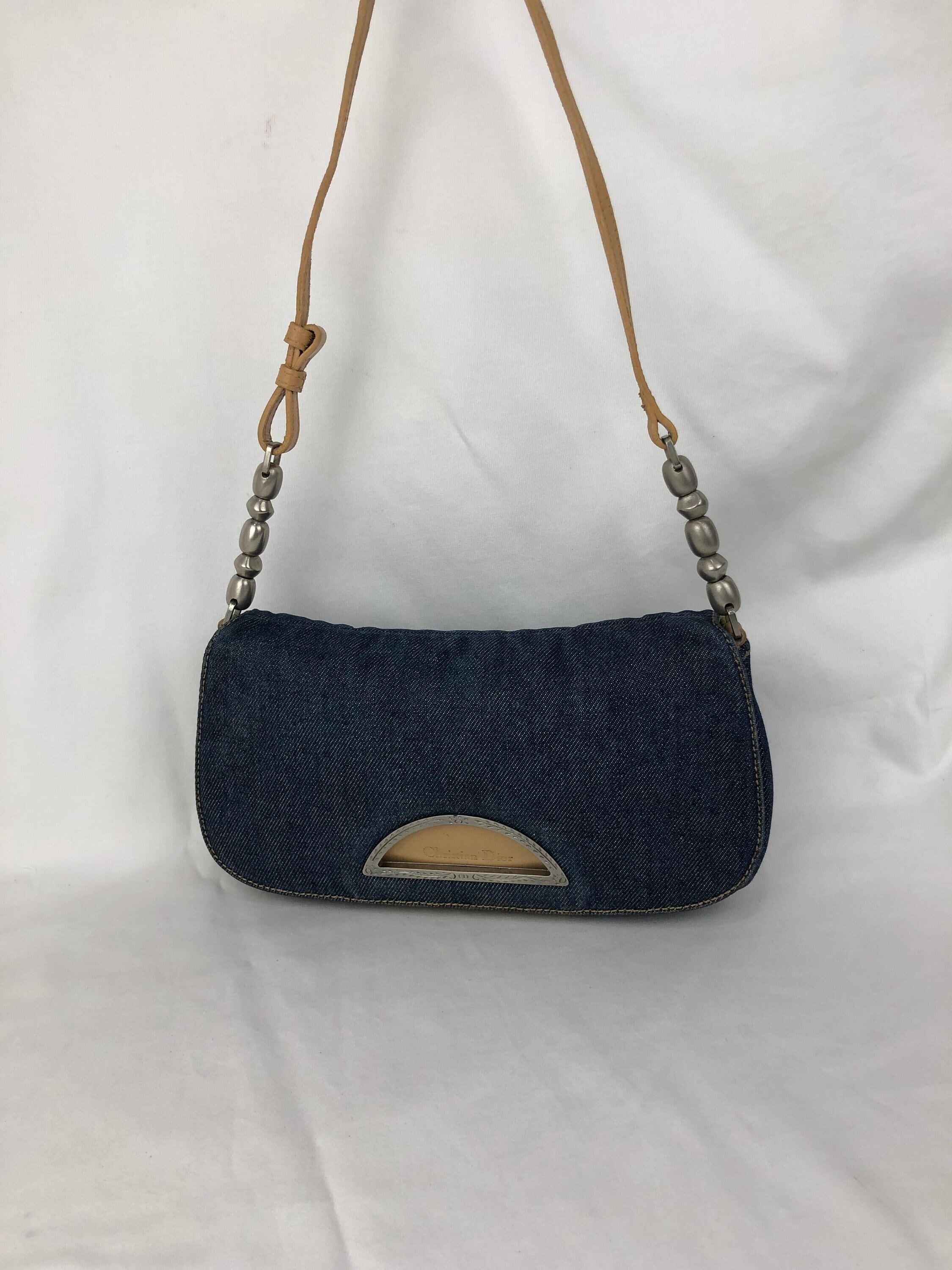 Christian Dior Vintage Blue Oblique Scarf Lining Saddle Bag ○ Labellov ○  Buy and Sell Authentic Luxury