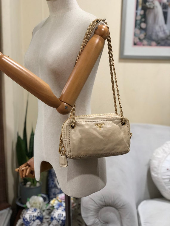 Prada Beige Lambskin Leather Chain Straps Shoulder Bag -  Israel