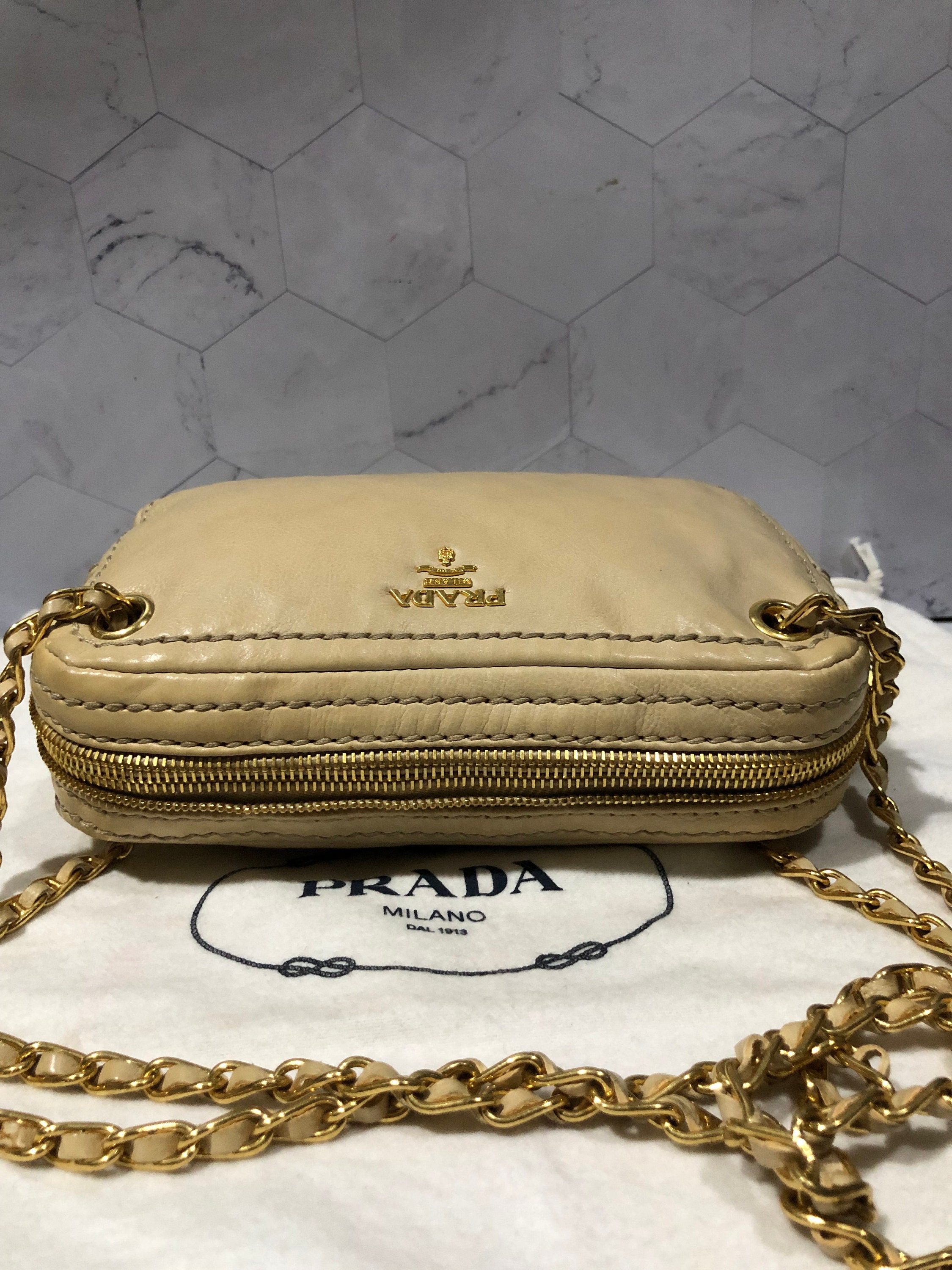 Leather mini bag Prada Beige in Leather - 32850836