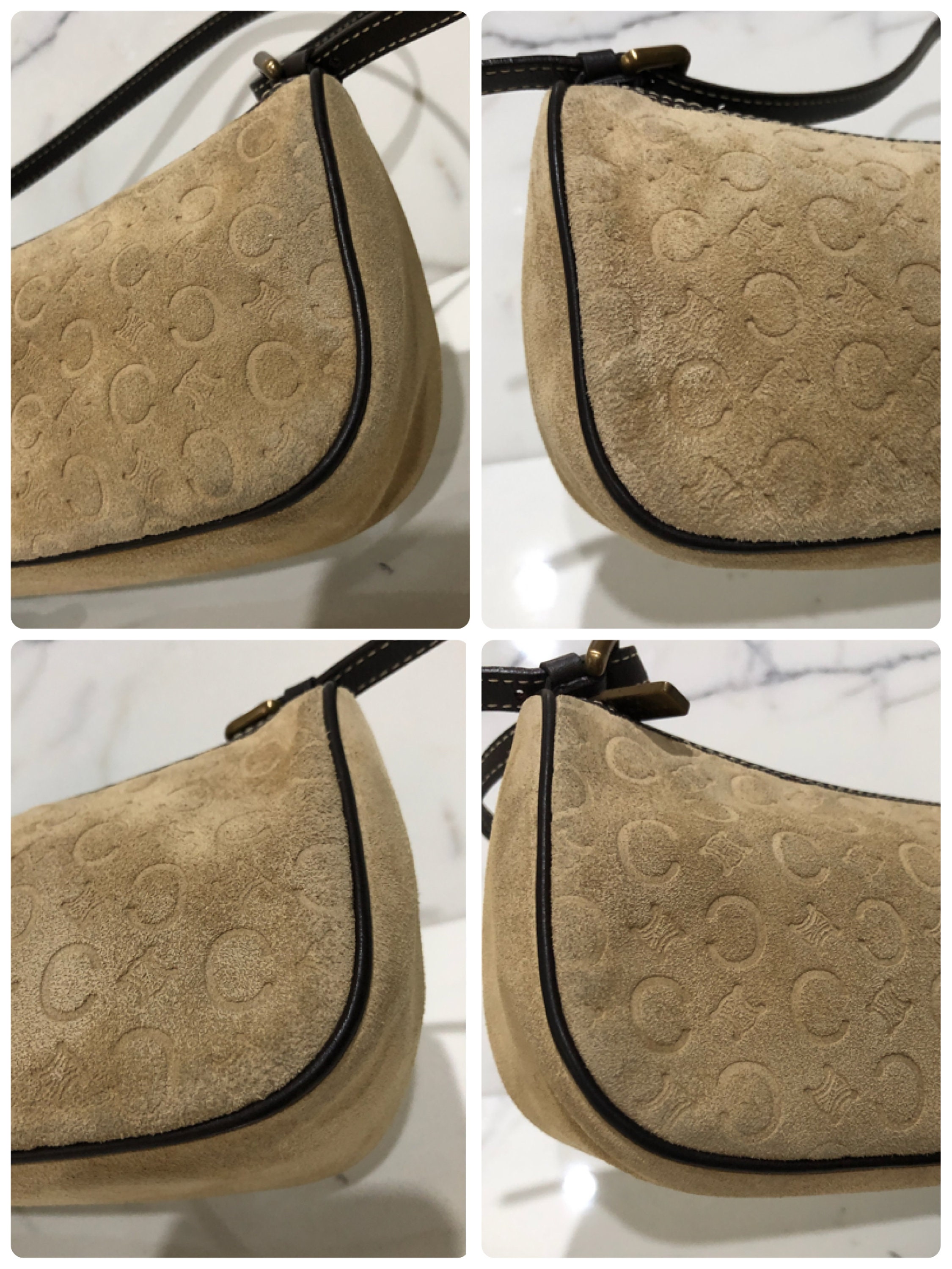 Celine Shoulder Bag Authentic Beige Macadam Suede Small Hobo Etsy