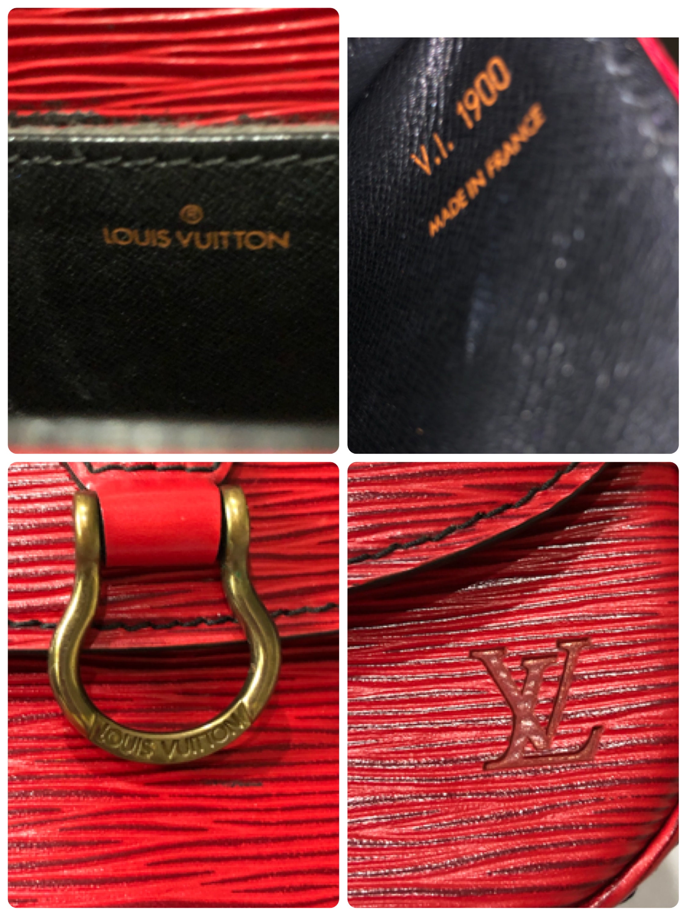 Sold at Auction: Louis Vuitton Red Epi Saint Cloud PM Bag with red  stitching and brass hardware, opening to a black leather interior with  pocket, the strap with adjustable brass belt buckles