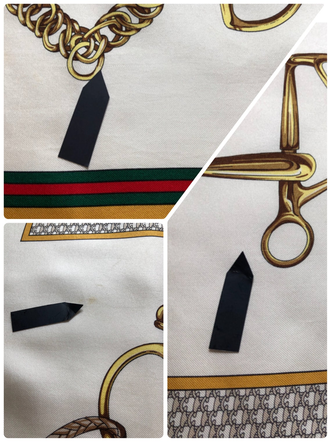 Gucci Vintage Horsebit Scarf Authentic Yellow Red & Green | Etsy