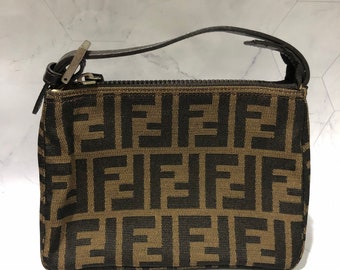 Pre-owned Fendi 1970s Zucca Zipped Travel Bag In Brown