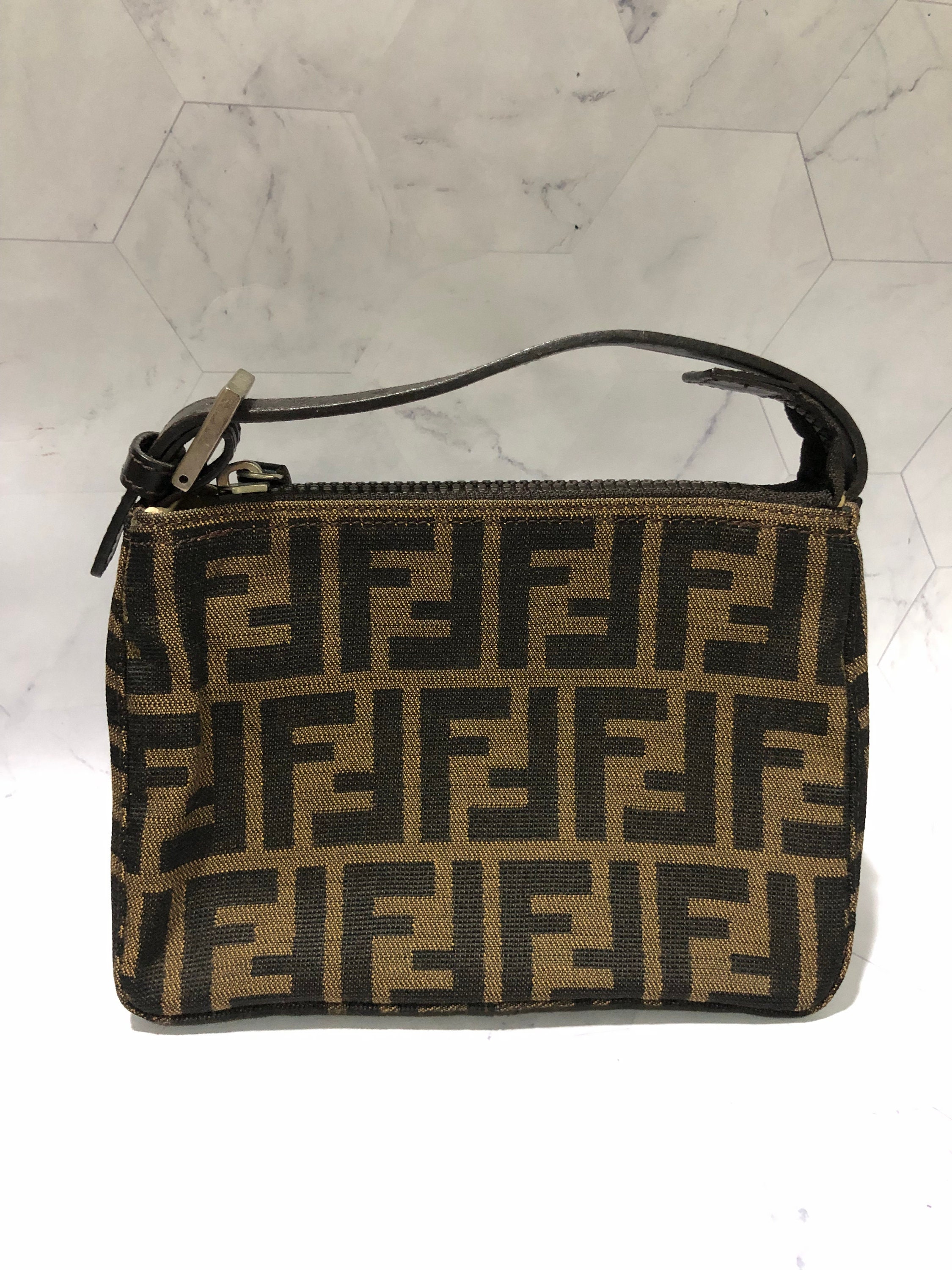 Authentic Fendi Zucca Vintage Mini Boston Handbag