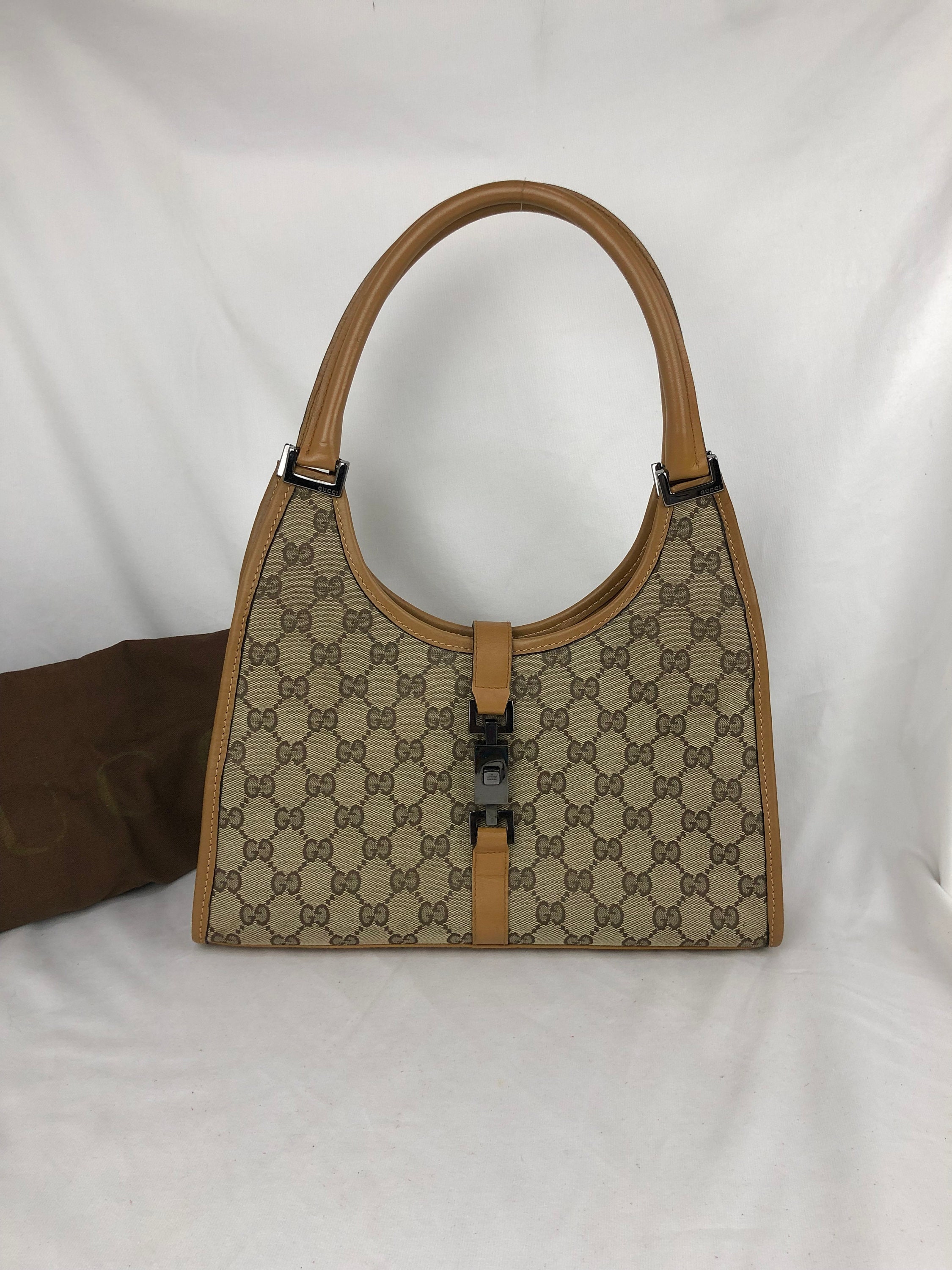 GUCCI Old Gucci Jackie Sherry Line One Shoulder Bag Leather Brown GUB111