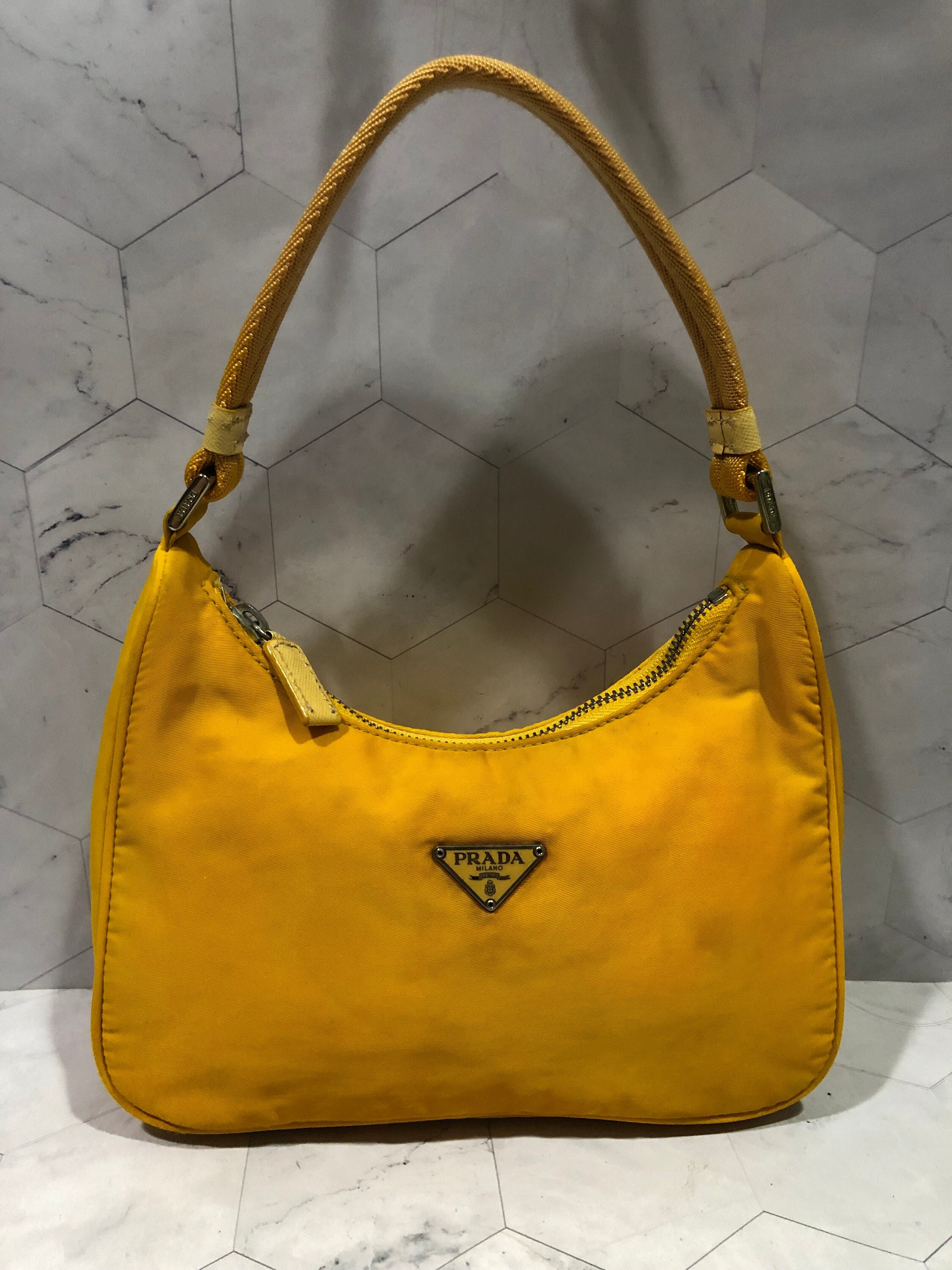 Prada 2020 Saffiano Re-Edition Mini Shoulder Bag - Yellow Shoulder Bags,  Handbags - PRA797045