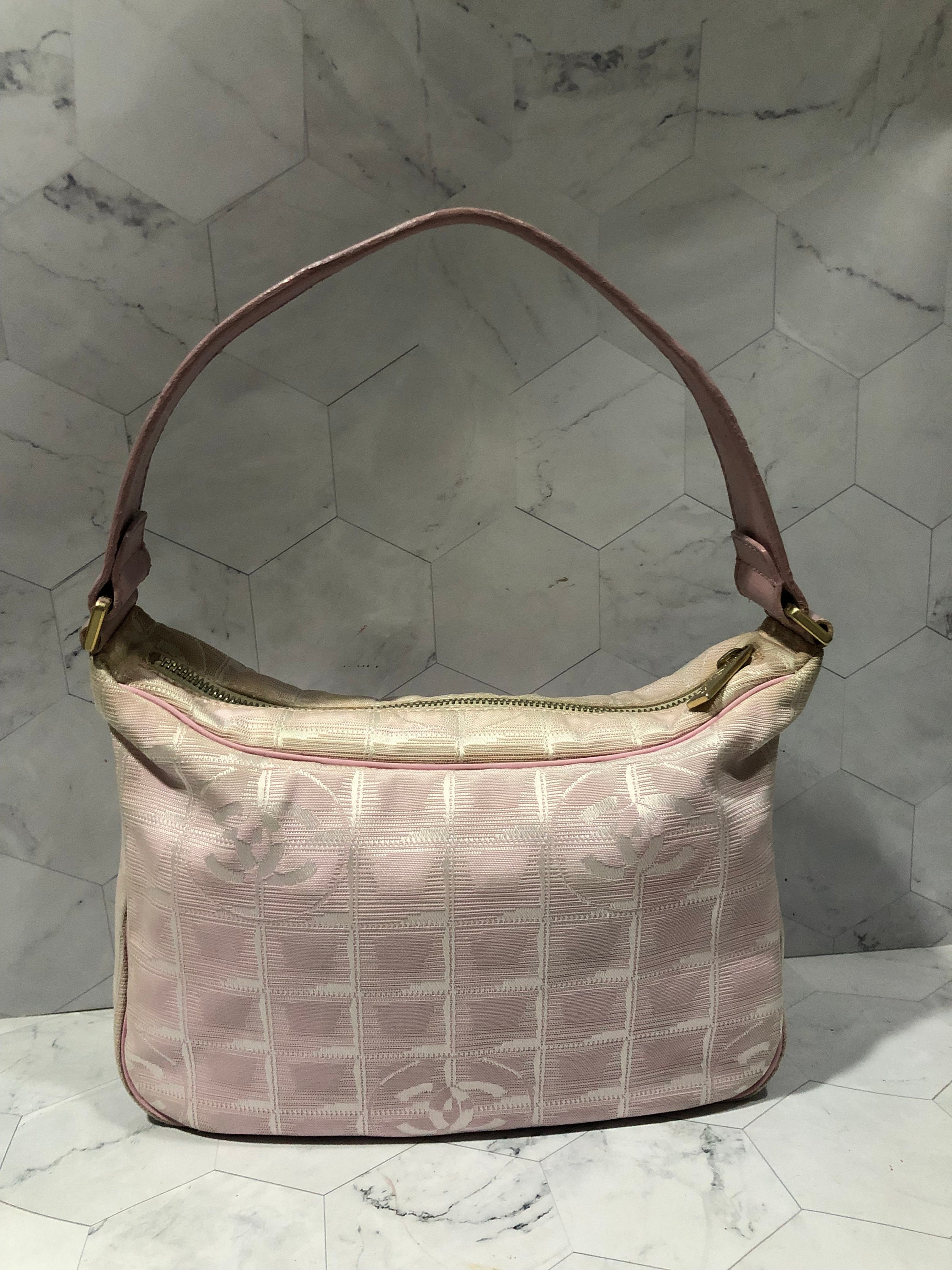 2000's/Y2k Chanel Cream Travel Line Tote with Leather Accents