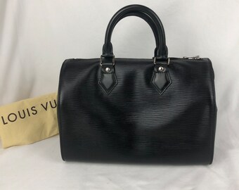 Louis Vuitton Black EPI Leather Speedy 25 Bag