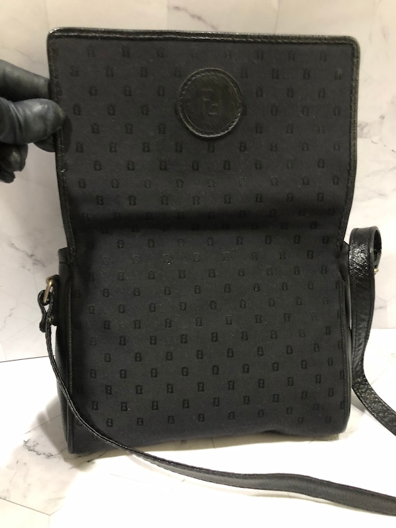 Fendi Vintage Crossbody Bag Small FF Logo Black Canva… - Gem