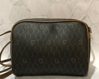 Christian Dior Vintage Honeycomb Canvas PVC Black Shoulder Bag - AWL1809