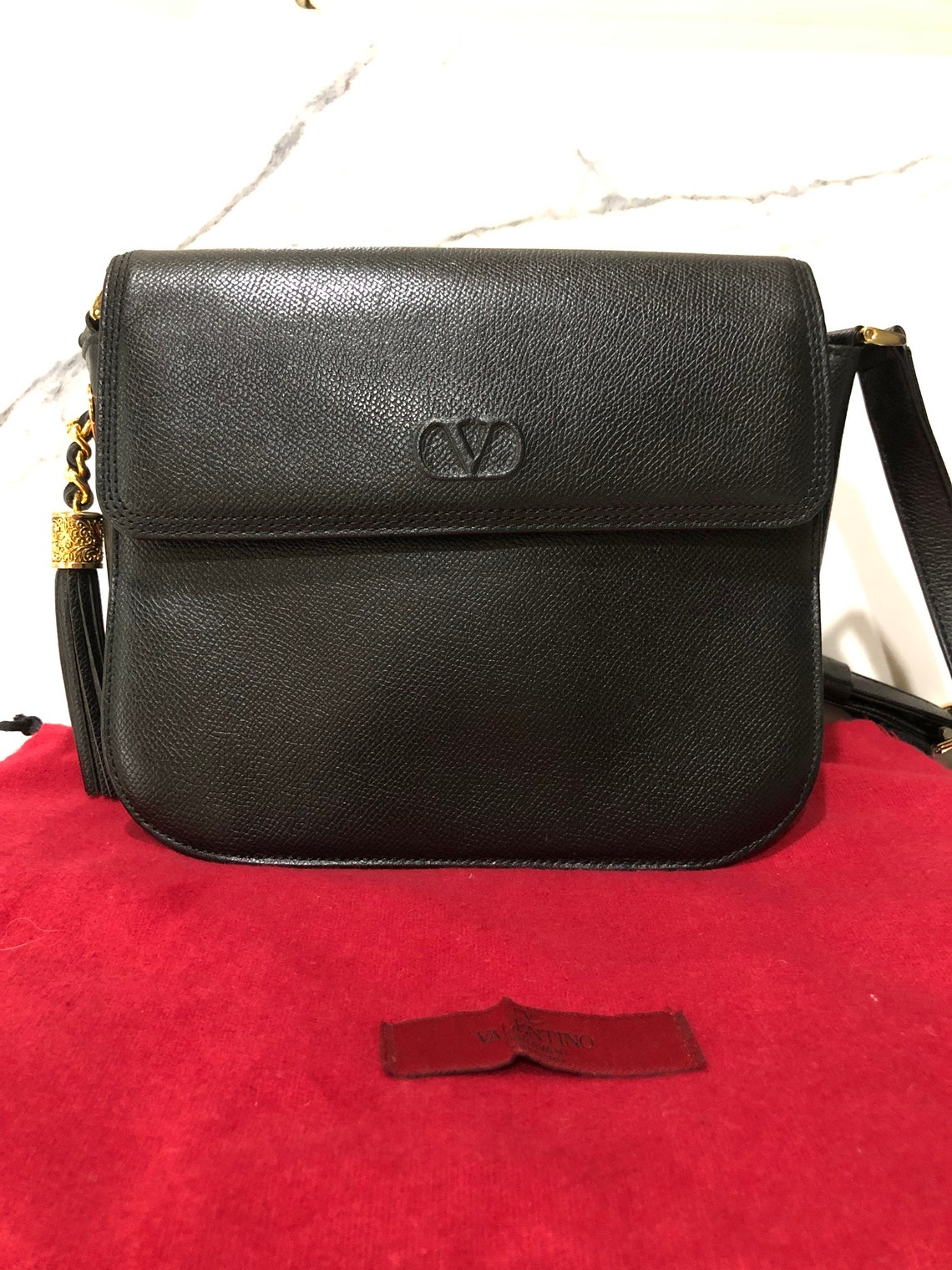 Valentino Garavani Vintage Shoulder Bag Authentic Black Etsy