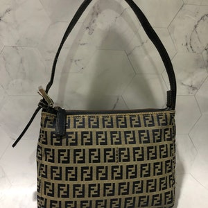 Vintage: Fendi Fabric with FF Monogram Mini-Tote with Silver