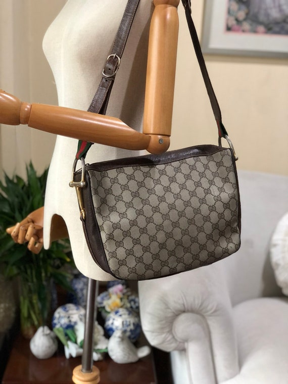 Gucci Vintage GG Supreme Monogram Hobo Bag Brown