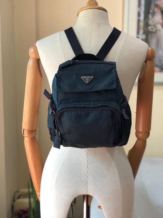 Authentic Prada Navy Blue Nylon Mini Backpack