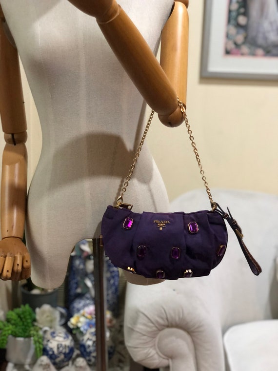 Prada Embellished Purple Nylon Clutch Added Strap Shoulder Bag - Etsy  Finland
