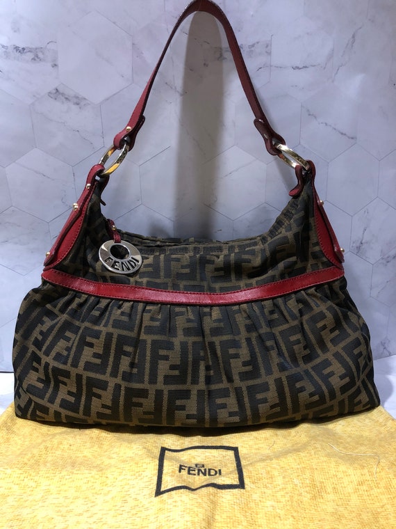 Fendi Small First Bag In FF Motif Fabric Brown