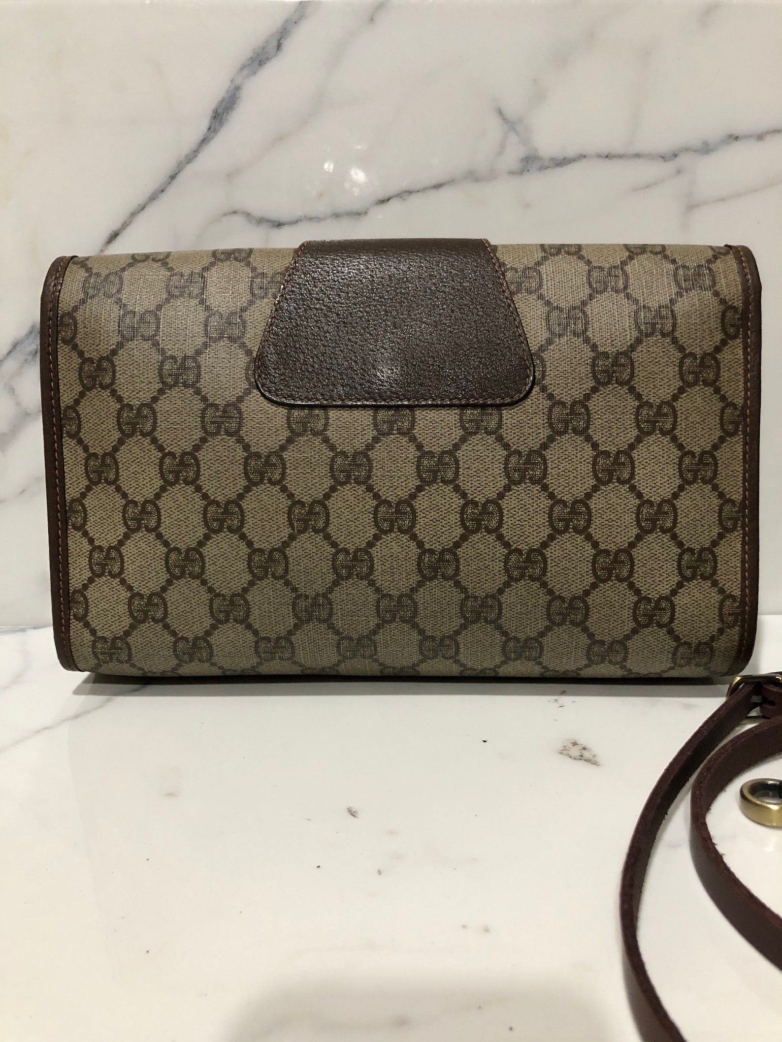 GUCCI Vintage Clutch Authentic Brown Monogram Sherry Line Etsy