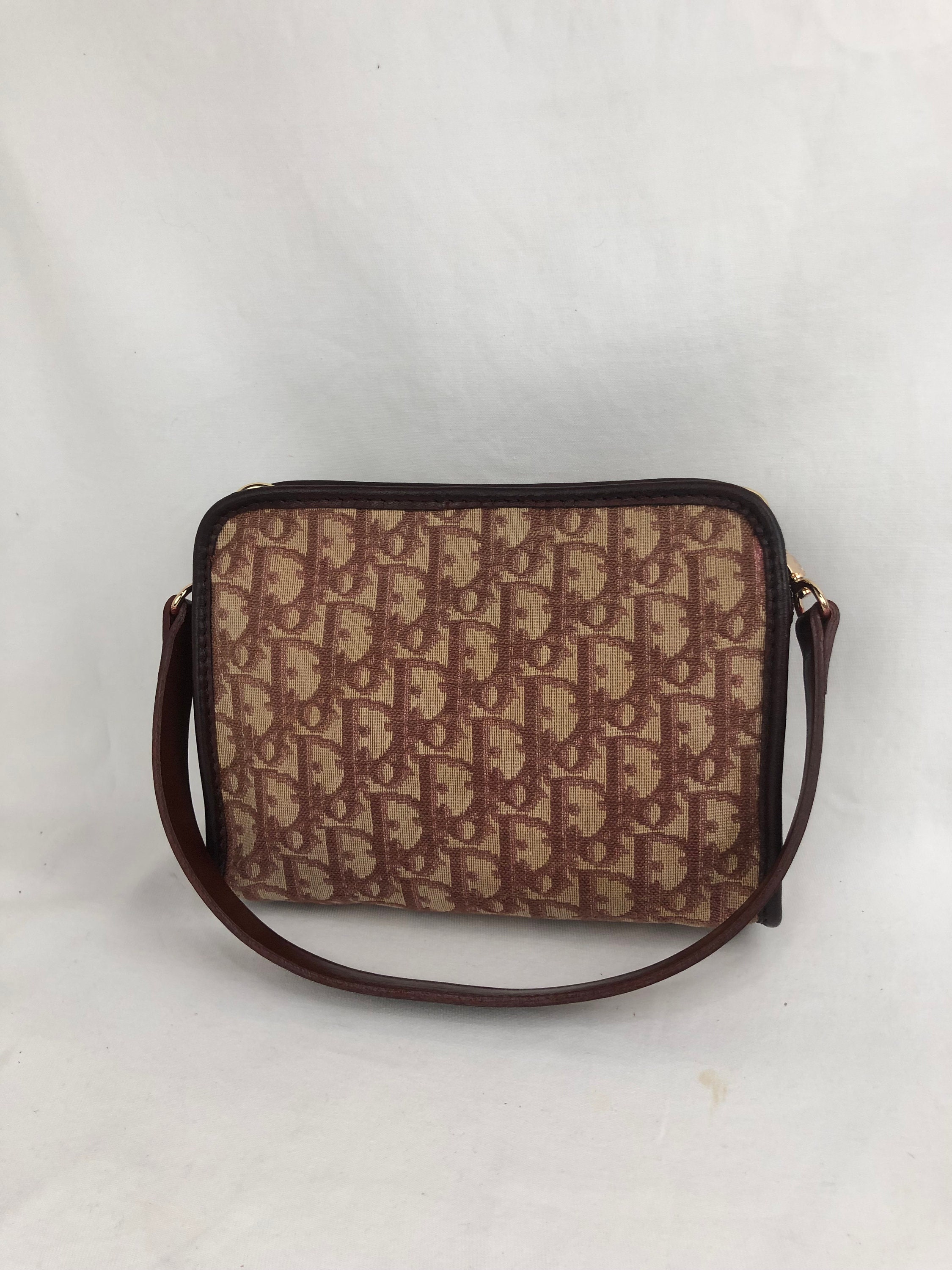 Christian Dior Vintage Brown Trotter Canvas Shoulder Bag 