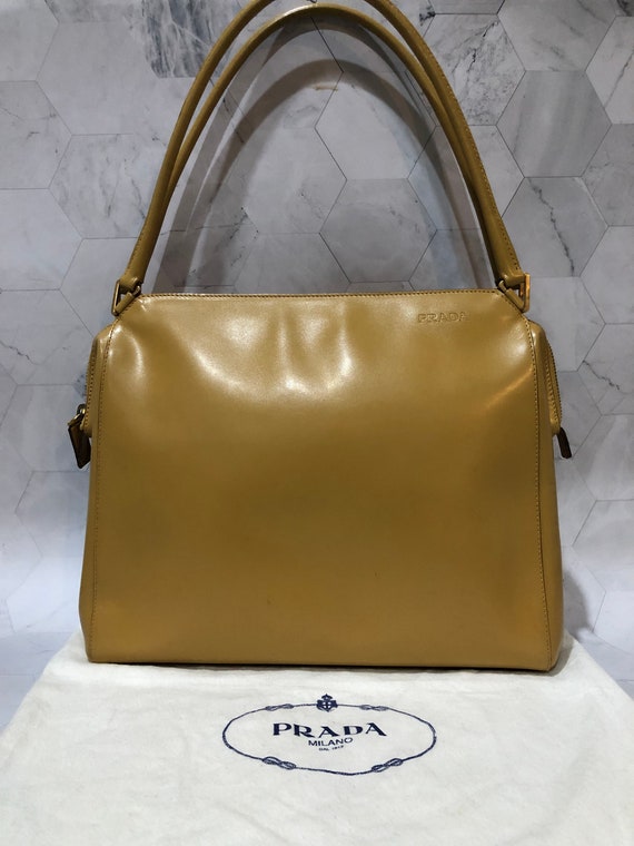 Prada Handbag Light Brown Leather Shoulder Bag 