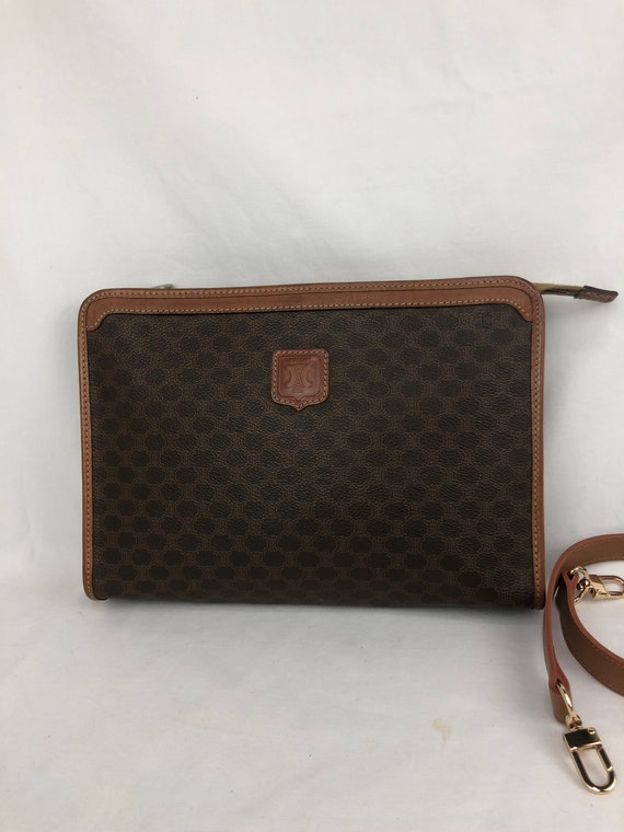 Celine Vintage Large Clutch Added Strap Shoulder Bag Etsy