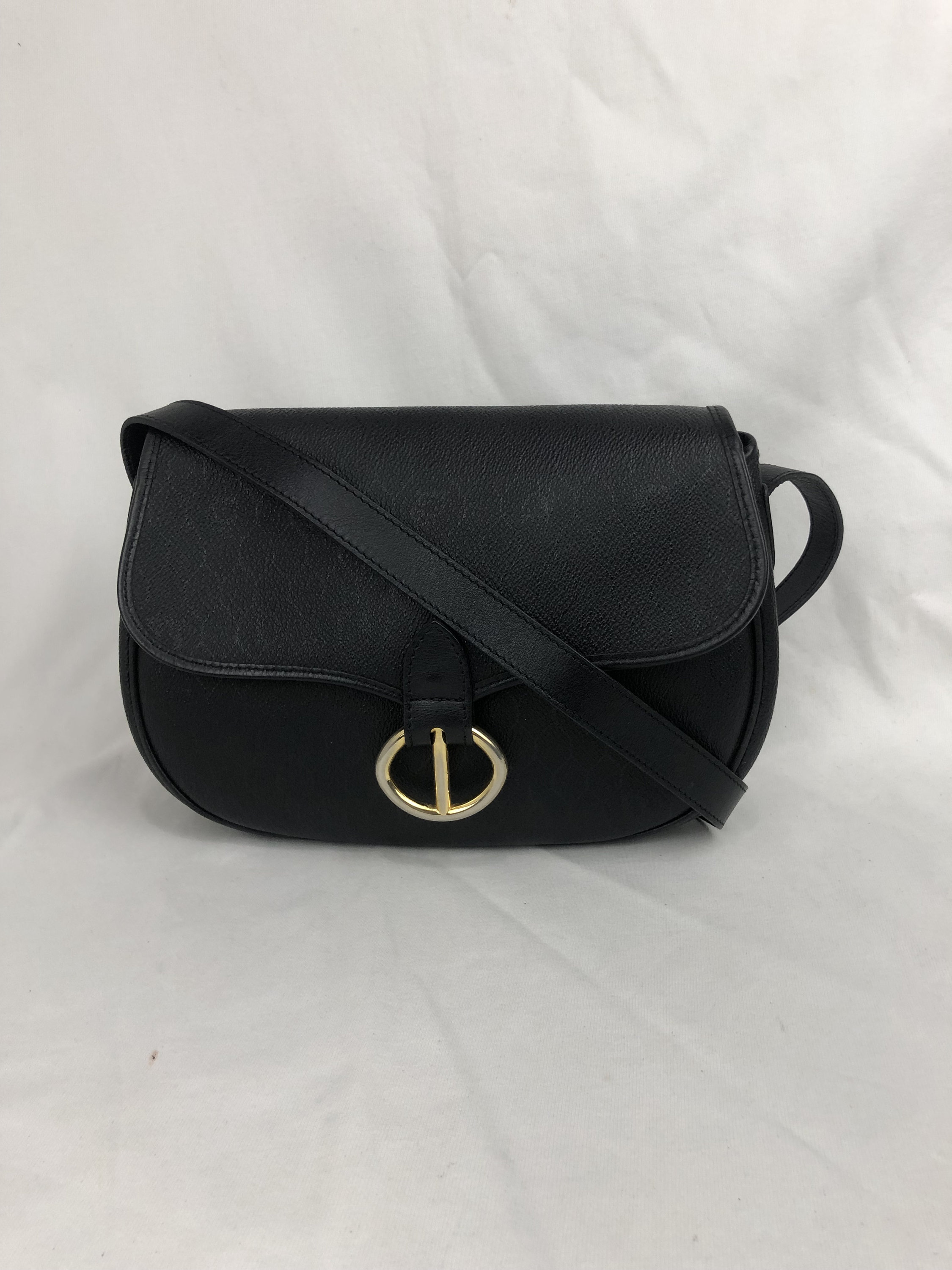 Christian Dior Black Honeycomb Canvas Crossbody Bag 