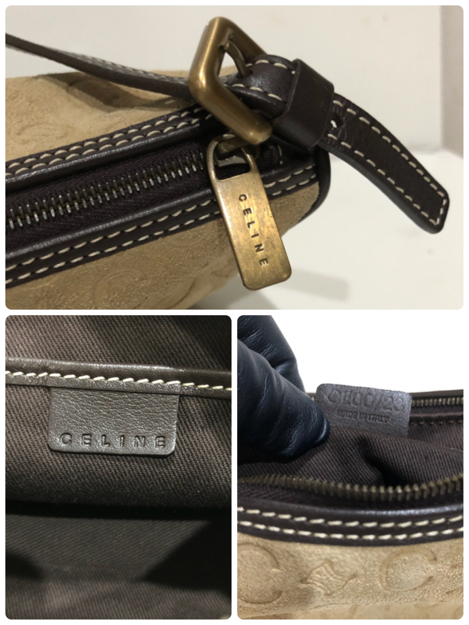 Celine Shoulder Bag Authentic Beige Macadam Suede Small Hobo Etsy