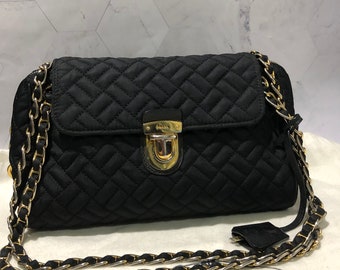 Prada Black Quilted Nylon Chain Strap Shoulder Crossbody Bag 