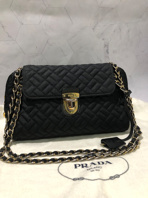 Prada - Black Tessuto Chain Strap Shoulder Bag