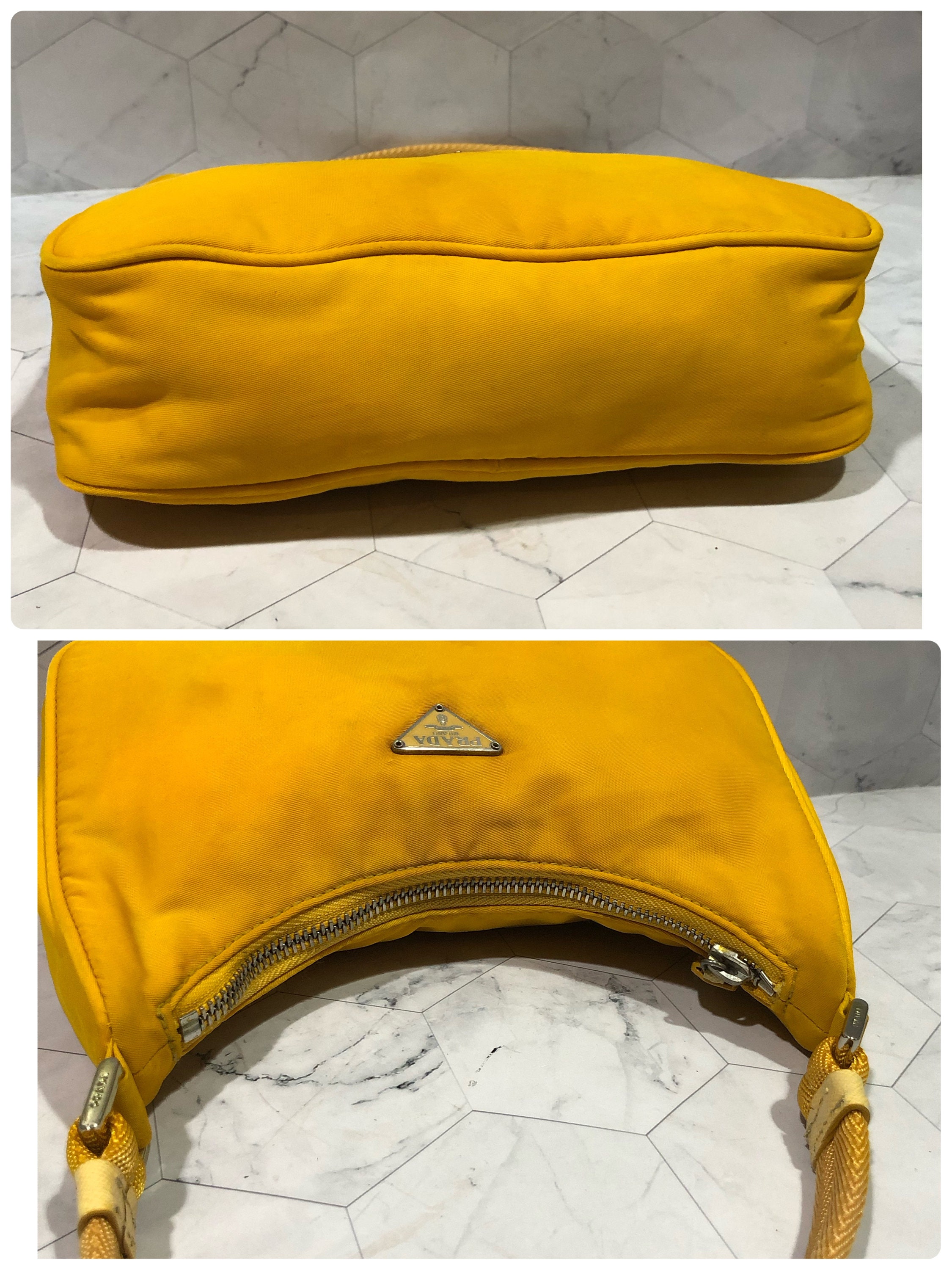 Sold at Auction: Prada Mustard Nylon Pochette Bag