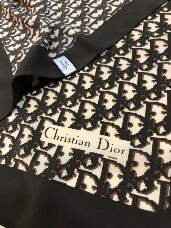 Christian Dior Brown Trotter Silk Scarf 31 - Etsy