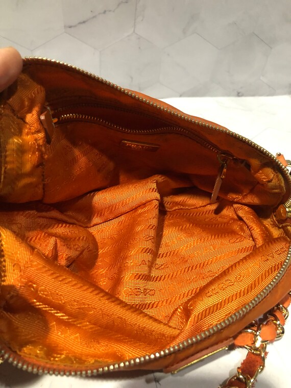 Prada Clutch Orange Nylon Added Chain Strap Shoulder Bag - Etsy