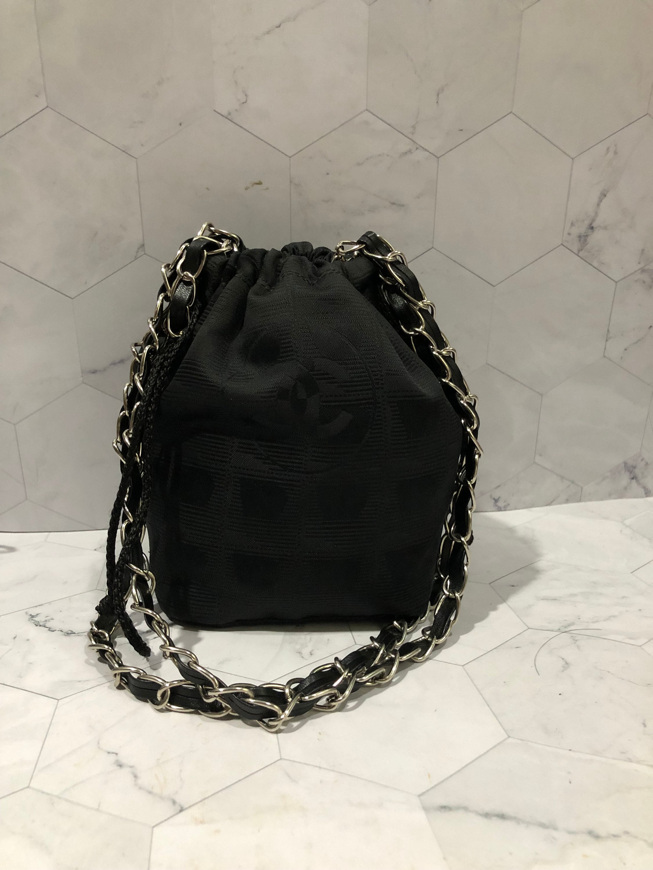 Chanel Black Quilted Caviar Leather Drawstring Chain Small Bucket Bag -  Yoogi's Closet