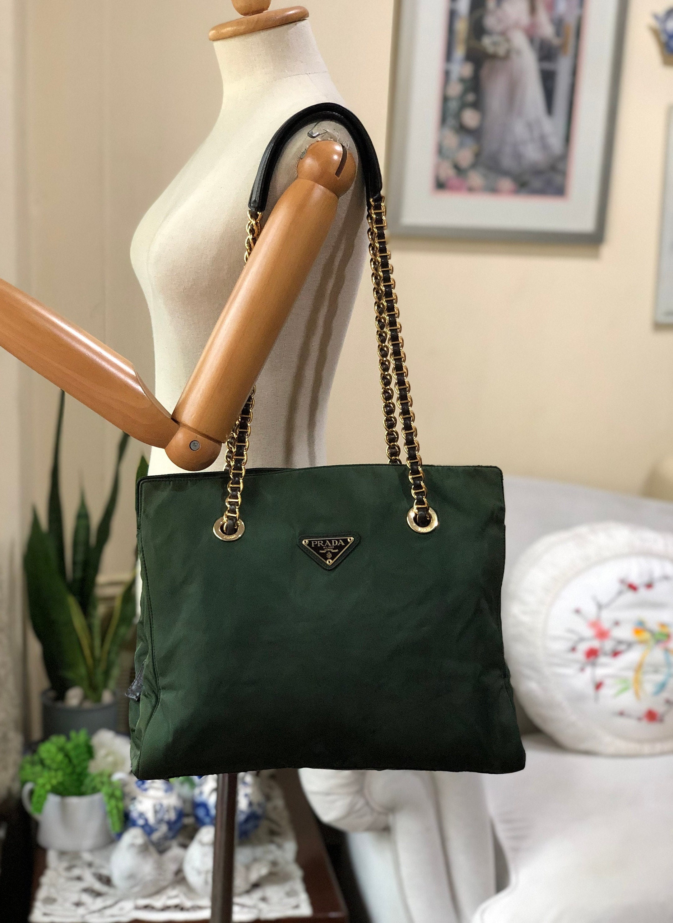 Nylon Tote Chain Shoulder Bag