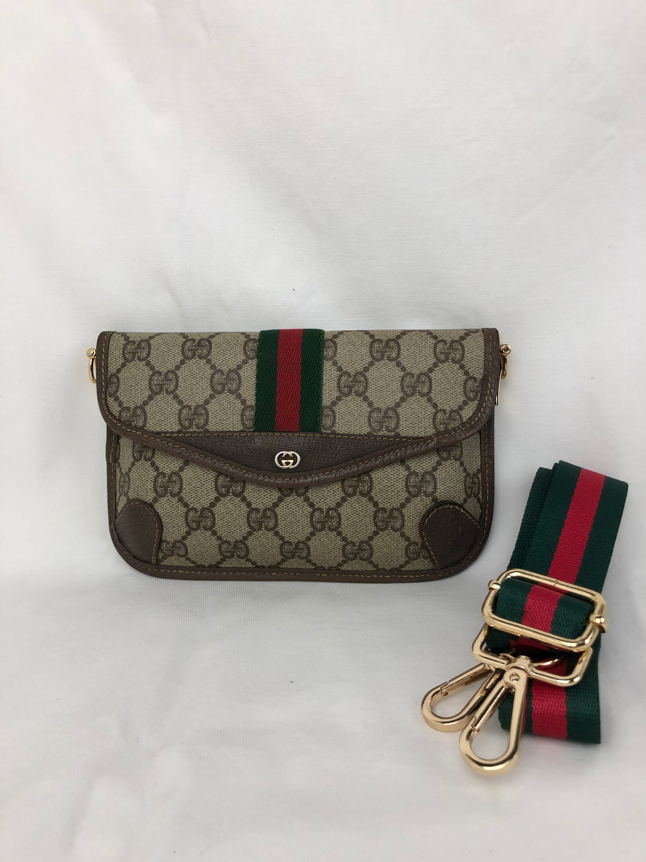 GUCCI Zippy Clutch Sherry Line Added Strap Crossbody Shoulder