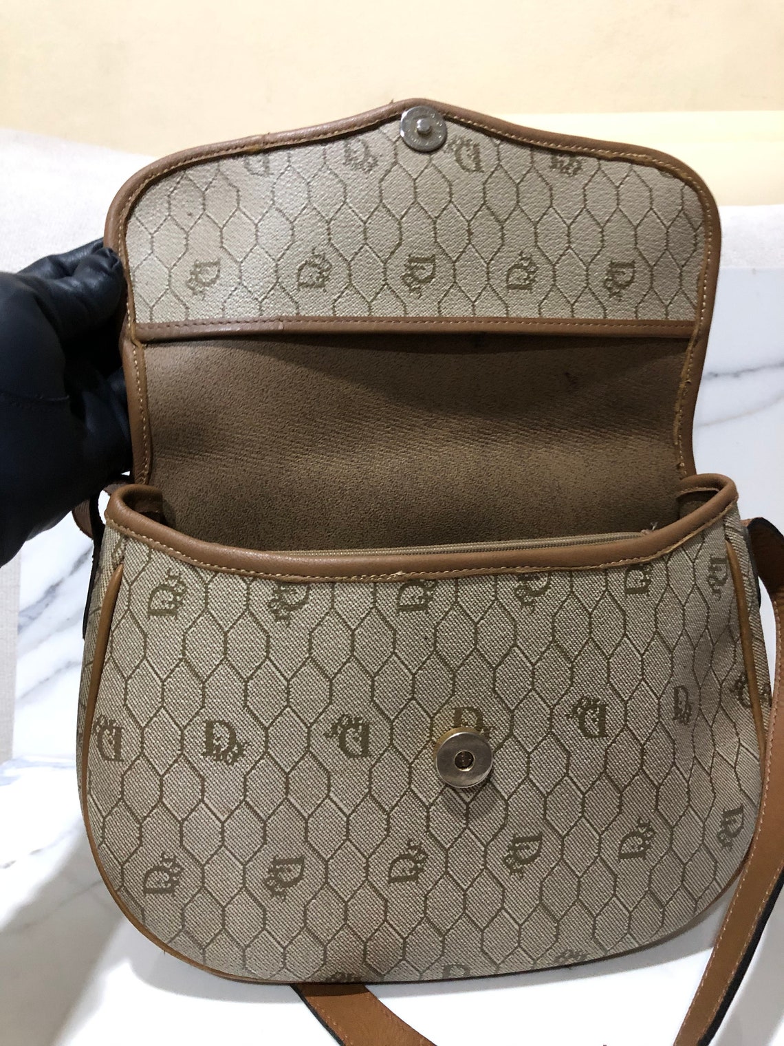 Christian Dior Crossbody Bag Authentic Vintage Beige Etsy