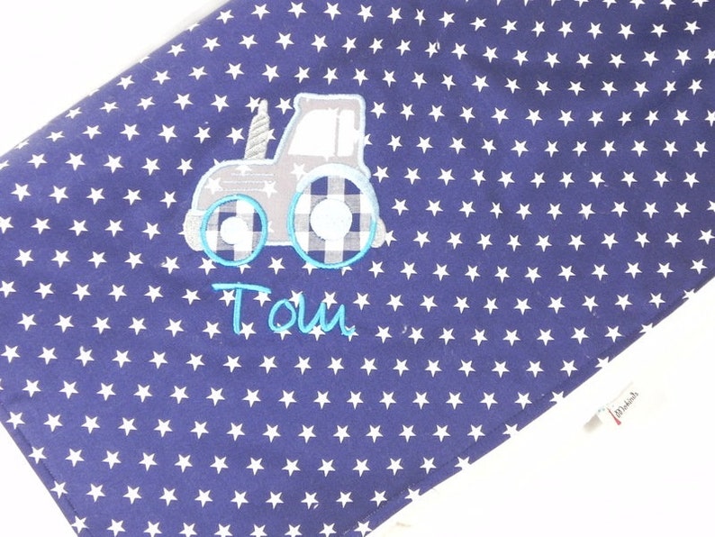 baby boy pushchair blanket dark blue stars Baby blanket with name cuddly rug tractor