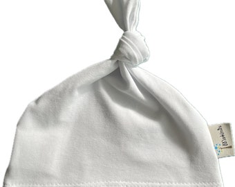 Bonnet de baptême Bonnet à noeud pour naissance blanc