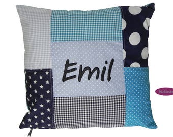 patched pillow cushion cover with name Patchwork