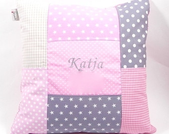 Name Pillow Patchwork patched pillow with name