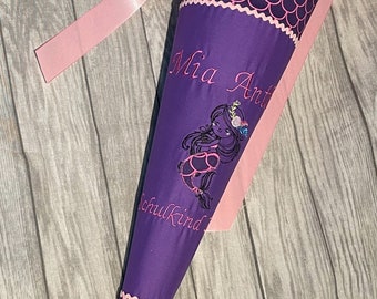 School cone with name mermaid purple