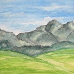 Mountains and Meadows watercolor DIGITAL DOWNLOAD