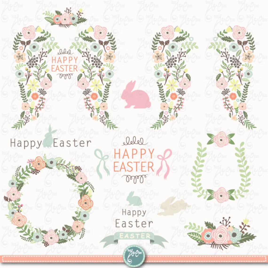 Easter Clip Art easter FLORAL Wing Set Easter - Etsy